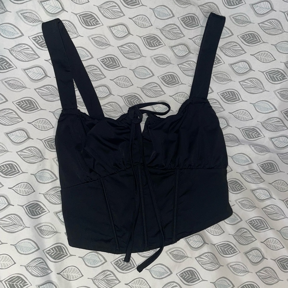 Princess Polly Alexandria Top Black US 0 Corset Crop Tank